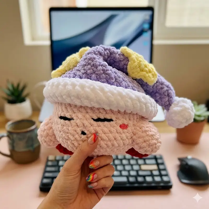 Complimentary Intermediate crochet pattern: Sleeping Pink Puff (Sleeping Kirby) Amigurumi Pattern - Simple to follow guide