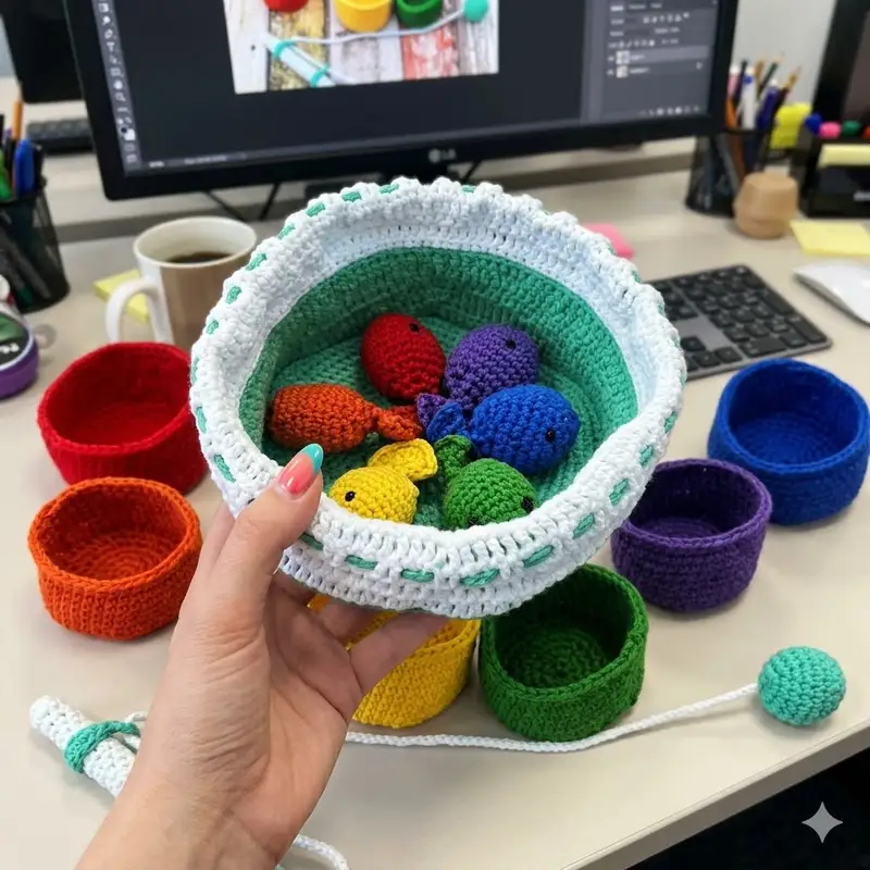Complimentary Intermediate crochet pattern: Fishing Set Amigurumi Pattern - Simple to follow guide