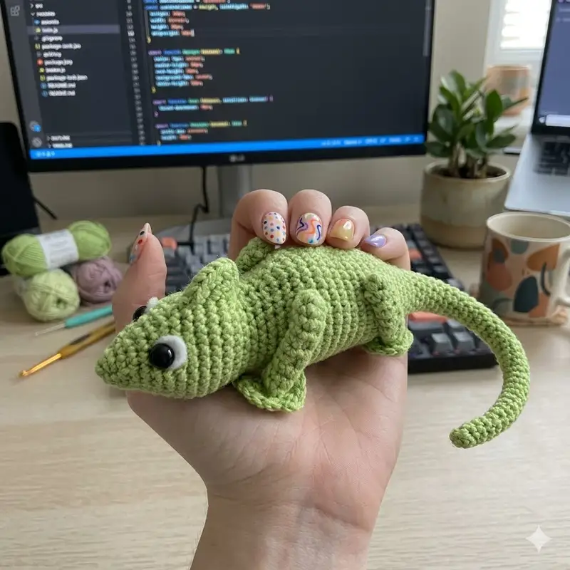 Complimentary Intermediate crochet pattern: Clyde The Chameleon Amigurumi Pattern - Simple to follow guide