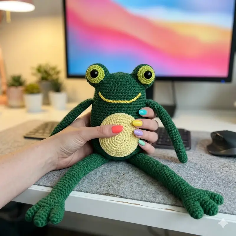 Complimentary Intermediate crochet pattern: Frog Pillow Amigurumi Pattern - Simple to follow guide