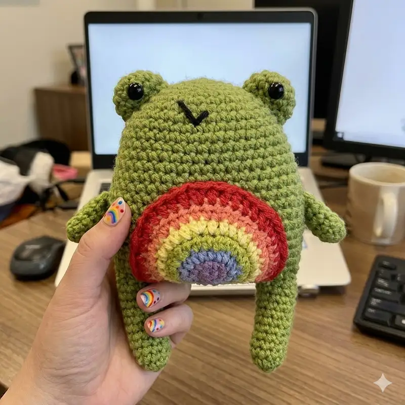 Complimentary Intermediate crochet pattern: Crochet Pride Frog Amigurumi Pattern - Simple to follow guide