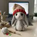 Christmas Bunny Amigurumi Pattern step 3 - details and accessories