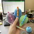Colourful Mini Dino Amigurumi Pattern step 4 - final assembly and finishing