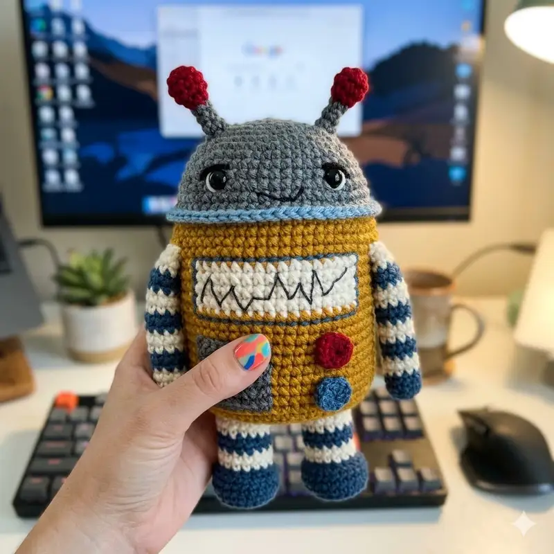 Complimentary Beginner Friendly crochet pattern: Pixie the Robot Amigurumi Pattern - Simple to follow guide