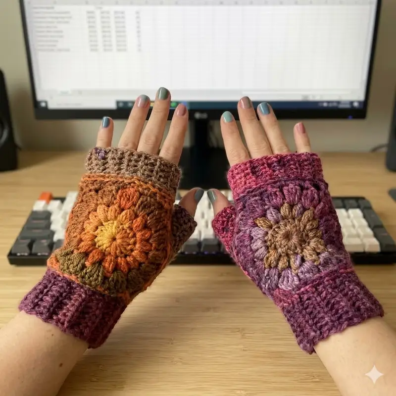 Complimentary Intermediate crochet pattern: Feather Moss Gloves Pattern - Simple to follow guide