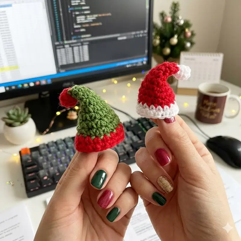 Complimentary Beginner Friendly crochet pattern: Mini Christmas Hat Amigurumi Pattern - Simple to follow guide