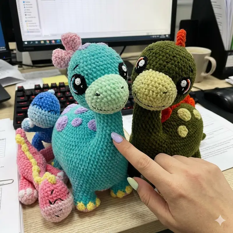 Complimentary Intermediate crochet pattern: Dino Family Amigurumi Pattern - Simple to follow guide