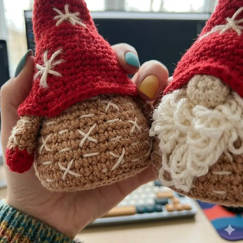 Complimentary Intermediate crochet pattern: Festive Gnomes Amigurumi Pattern - Simple to follow guide