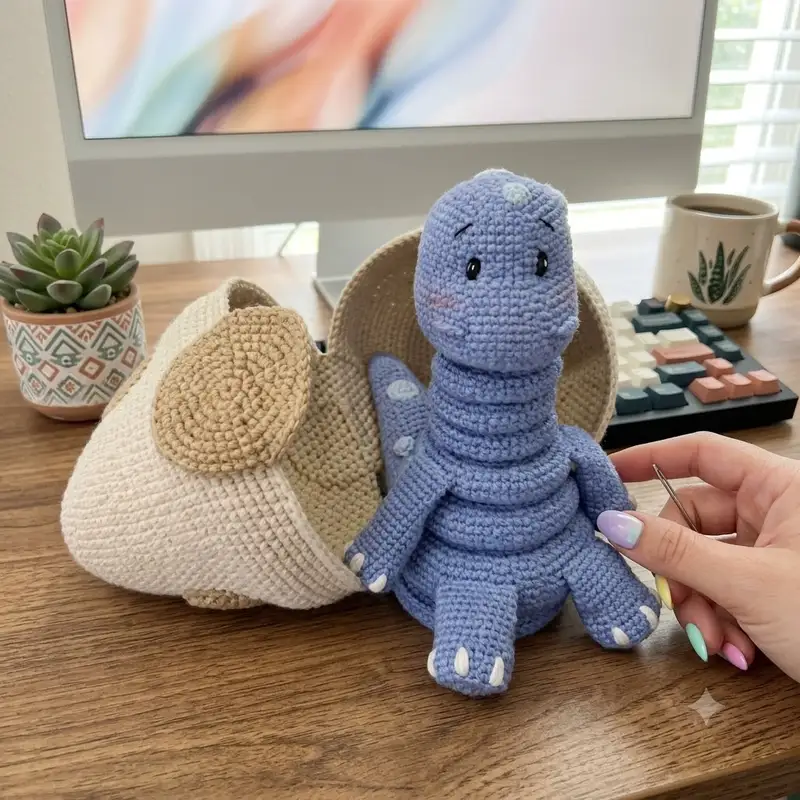 Complimentary Intermediate crochet pattern: Baby Dino Amigurumi Pattern - Simple to follow guide