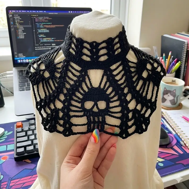 Complimentary Intermediate crochet pattern: Crochet Skull Collar Pattern - Simple to follow guide