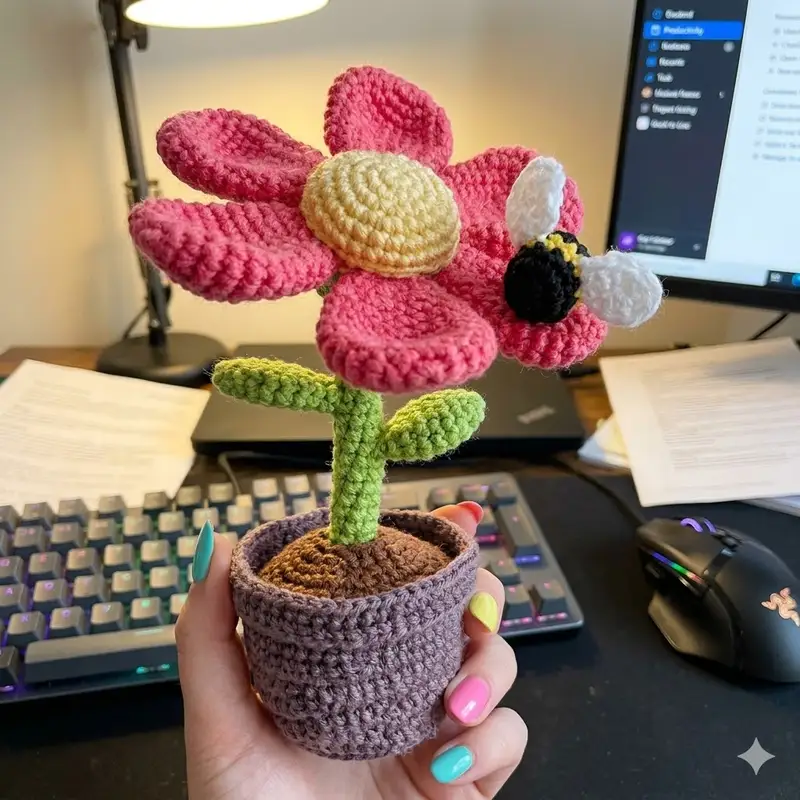 Complimentary Intermediate crochet pattern: Bumble Blossom Amigurumi Pattern - Simple to follow guide