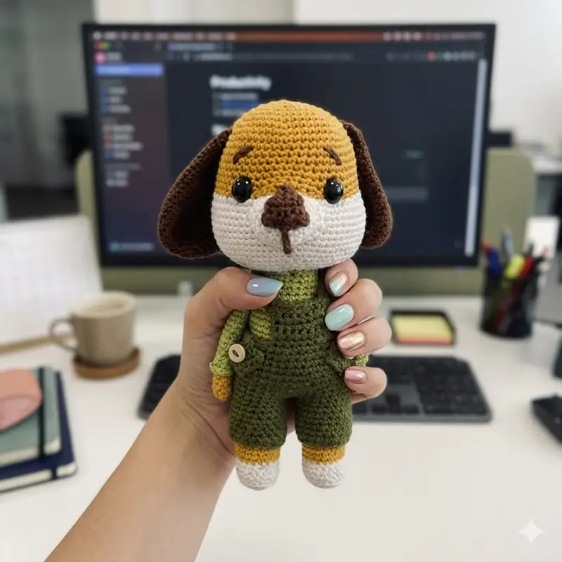 Complimentary Intermediate crochet pattern: Handsome Dog Amigurumi Pattern - Simple to follow guide