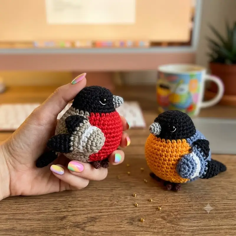 Complimentary Intermediate crochet pattern: Bullfinch Amigurumi Pattern - Simple to follow guide