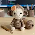 Lucy the Monkey Amigurumi Pattern step 3 - details and accessories