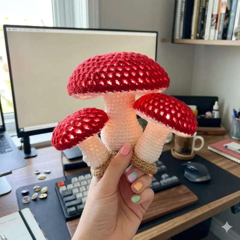 Complimentary Intermediate crochet pattern: Lighted Mushroom Collection #2 Amigurumi Pattern - Simple to follow guide