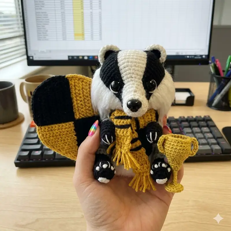 Complimentary Intermediate crochet pattern: Badger Puffy Amigurumi Pattern - Simple to follow guide