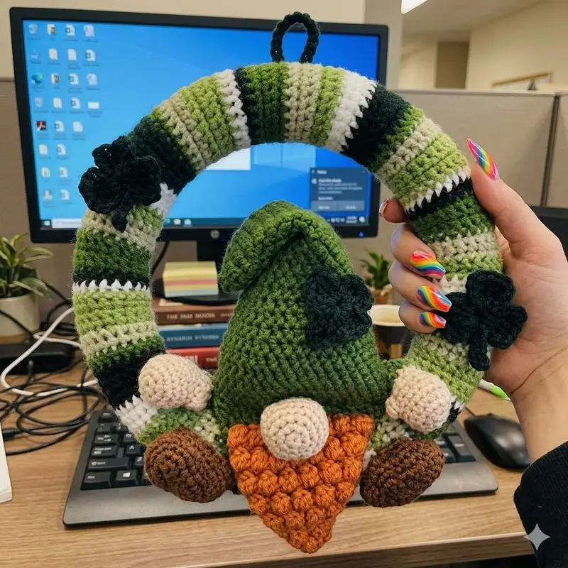 Complimentary Beginner Friendly crochet pattern: Lucky Gnome Wreath Amigurumi Pattern - Simple to follow guide