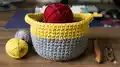 Dip Edge Crochet Basket Pattern step 3 - details and accessories