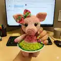 Millie the Melon Pig Amigurumi Pattern step 4 - final assembly and finishing