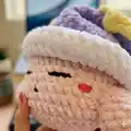 Sleeping Pink Puff (Sleeping Kirby) Amigurumi Pattern step 2 - assembly progress