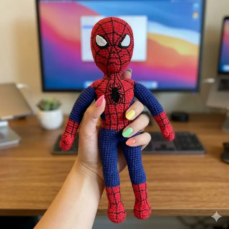 Complimentary Intermediate crochet pattern: The Spiderman Amigurumi Pattern - Simple to follow guide