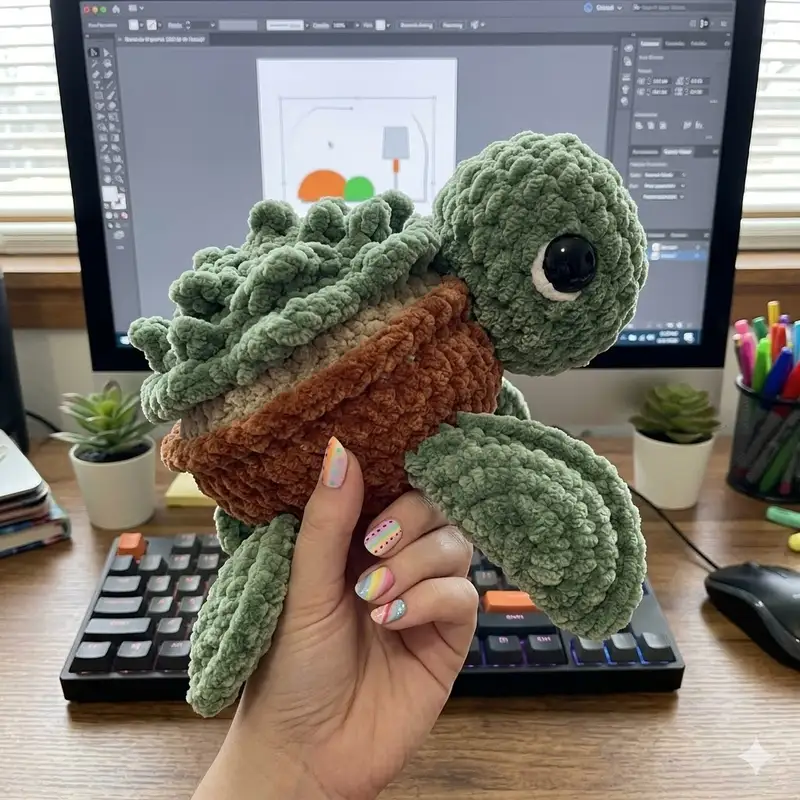 Complimentary Intermediate crochet pattern: Succulent Turtle Amigurumi Pattern - Simple to follow guide