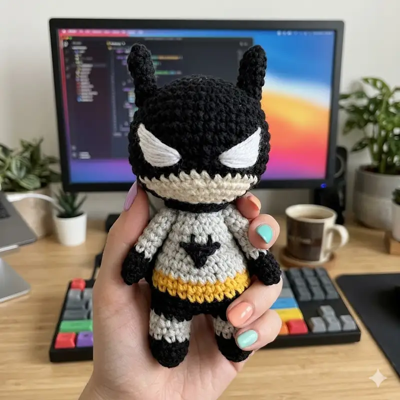 Complimentary Intermediate crochet pattern: Mini Batman Amigurumi Pattern - Simple to follow guide