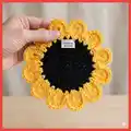 Sunflower Power Crochet Coasters Pattern step 3 - details and accessories