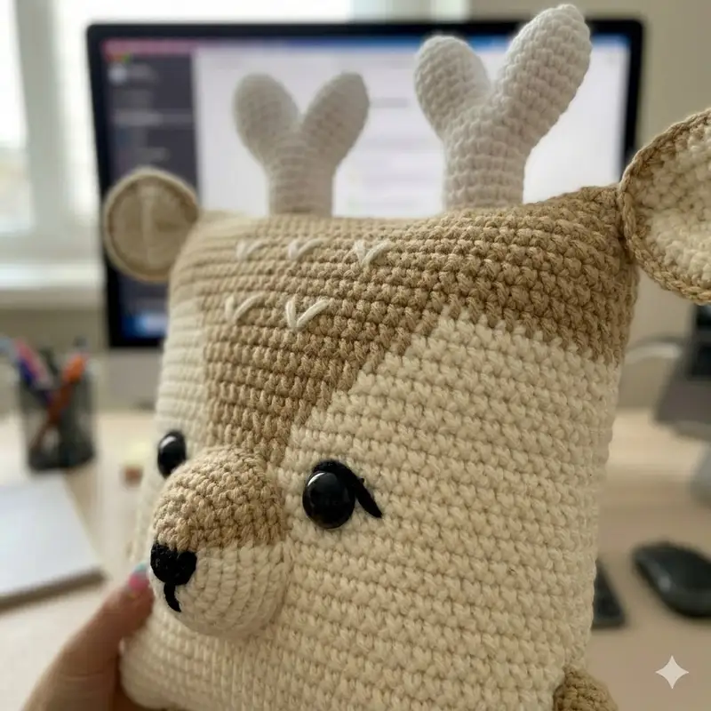 Complimentary Intermediate crochet pattern: Pillow Reindeer Amigurumi Pattern - Simple to follow guide