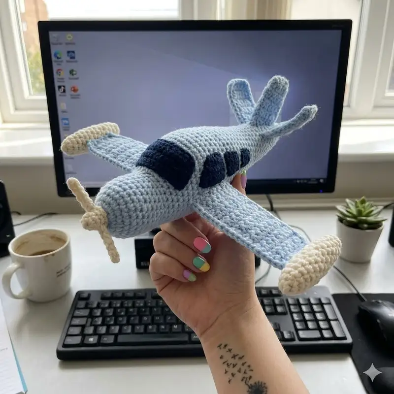 Complimentary Intermediate crochet pattern: Plush Bonanza Beechcraft V-tail Amigurumi Pattern - Simple to follow guide