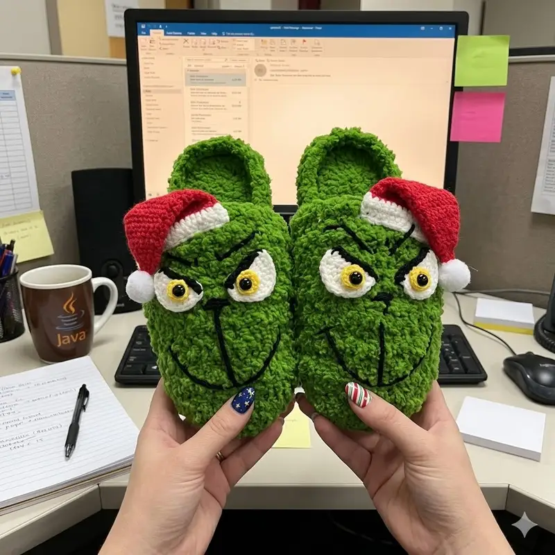 Complimentary Intermediate crochet pattern: Grinch Slippers Pattern - Simple to follow guide