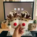 Christmas Reindeer Slippers Pattern step 1 - construction progress