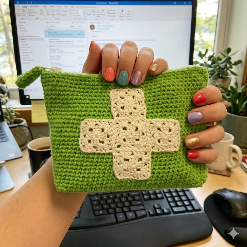 Complimentary Intermediate crochet pattern: First Aid Kit Zippered Pouch Pattern - Simple to follow guide