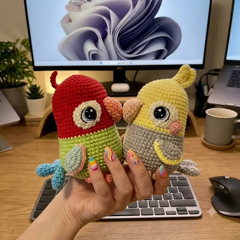 Complimentary Intermediate crochet pattern: Lovebird and Parrot Amigurumi Pattern - Simple to follow guide
