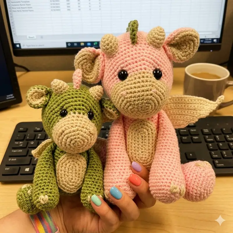 Complimentary Intermediate crochet pattern: Mini Dragon Amigurumi Pattern - Simple to follow guide