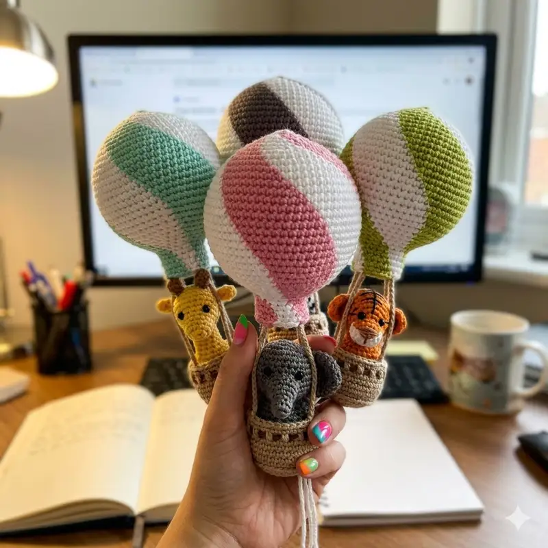 Complimentary Intermediate crochet pattern: Hot Air Balloon Baby Mobile Amigurumi Pattern - Simple to follow guide