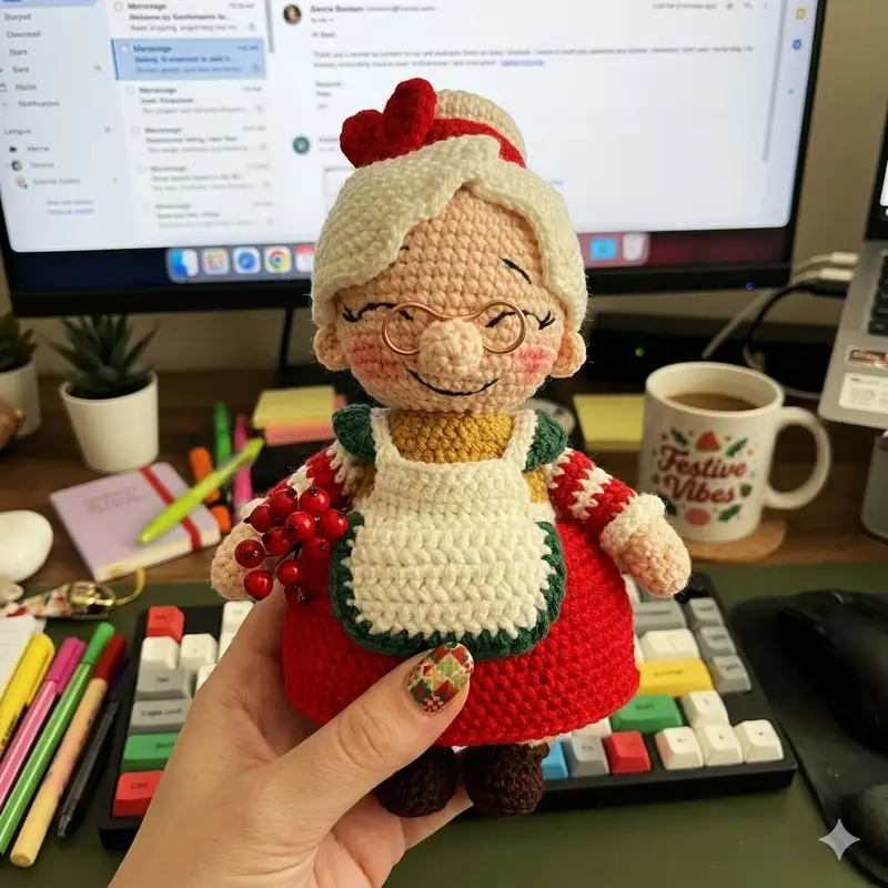 Complimentary Intermediate crochet pattern: Granny Claus Amigurumi Pattern - Simple to follow guide