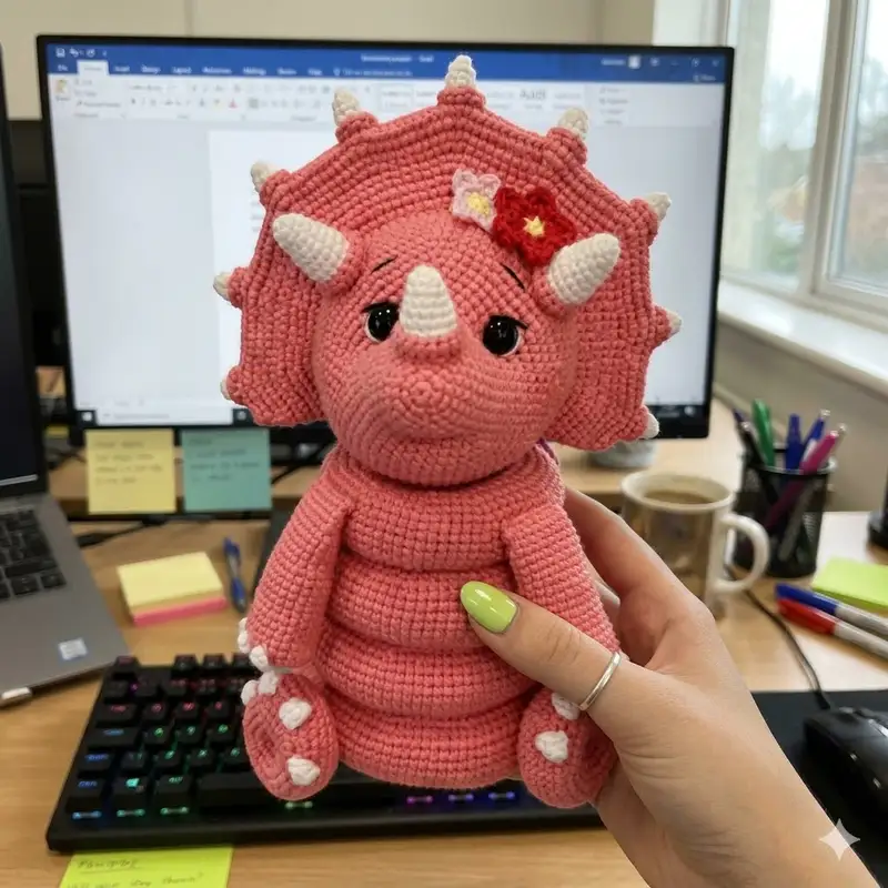 Complimentary Intermediate crochet pattern: Triceratops Amigurumi Pattern - Simple to follow guide