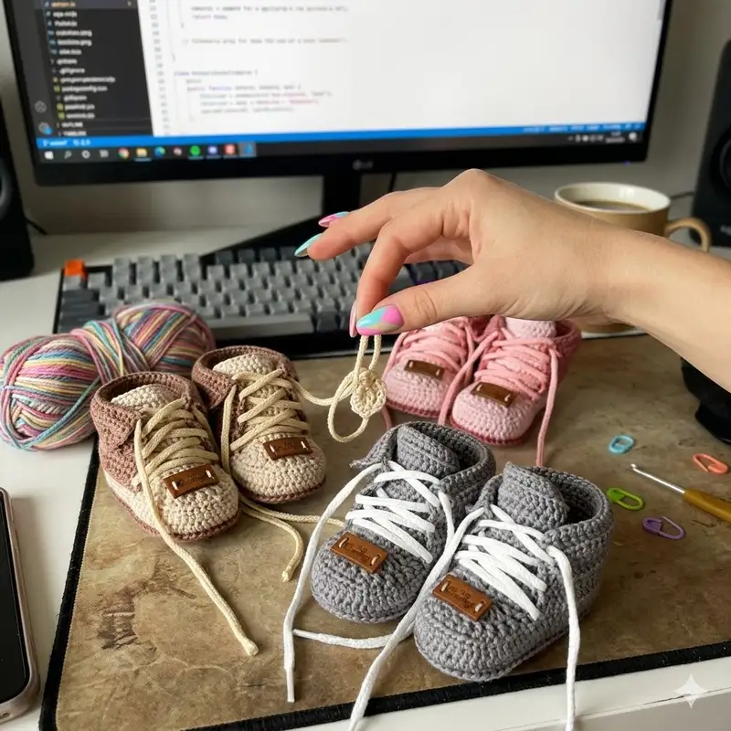 Complimentary Intermediate crochet pattern: Baby Sneaker Booties Crochet Pattern - Simple to follow guide