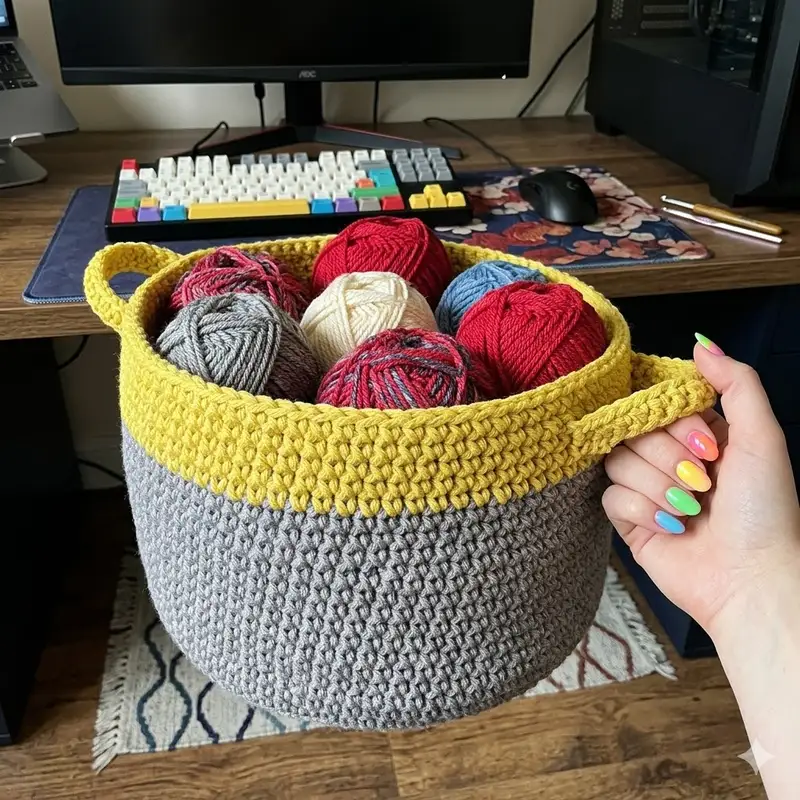 Complimentary Beginner Friendly crochet pattern: Dip Edge Crochet Basket Pattern - Simple to follow guide