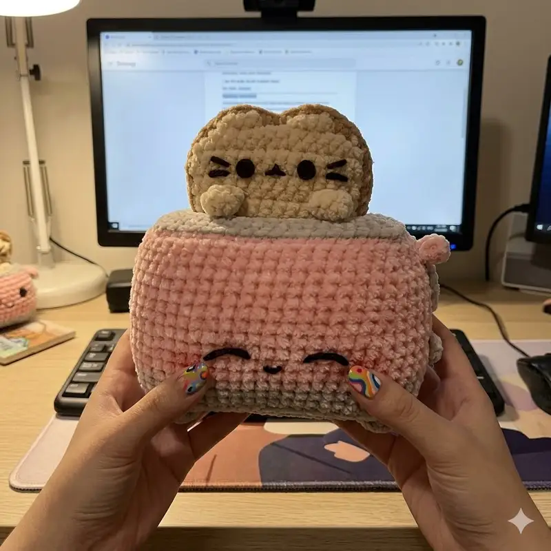 Complimentary Intermediate crochet pattern: Kitty Toaster Amigurumi Pattern - Simple to follow guide
