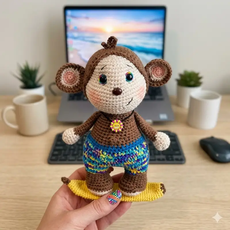 Complimentary Intermediate crochet pattern: Oakley the Monkey Amigurumi Pattern - Simple to follow guide