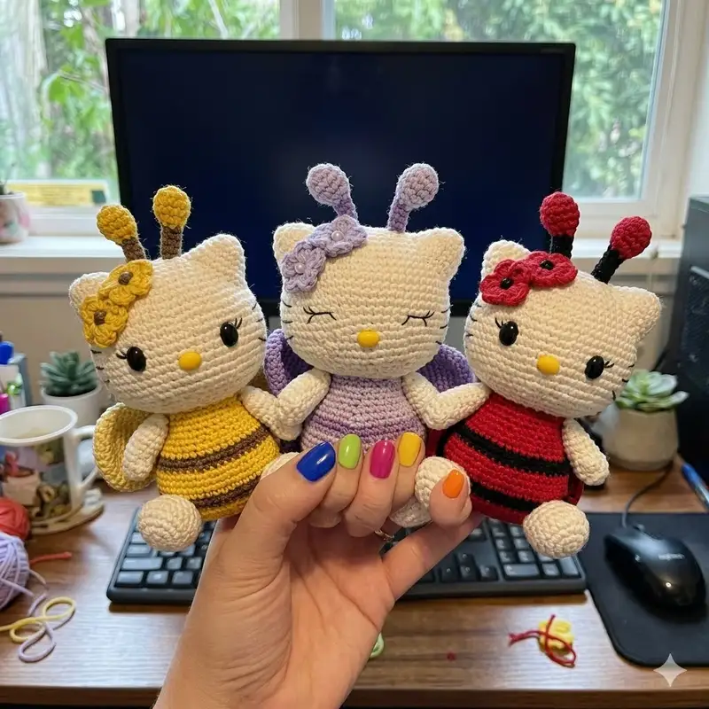 Complimentary Intermediate crochet pattern: Spring Kitty Amigurumi Pattern - Simple to follow guide