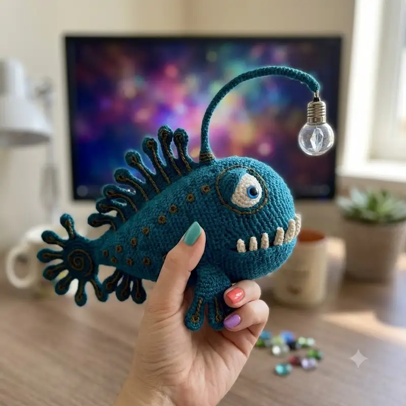 Complimentary Intermediate crochet pattern: Anglerfish SAM Amigurumi Pattern - Simple to follow guide
