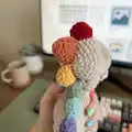 Sleepy Snuggle-saurus Rag Doll Amigurumi Pattern step 2 - assembly progress