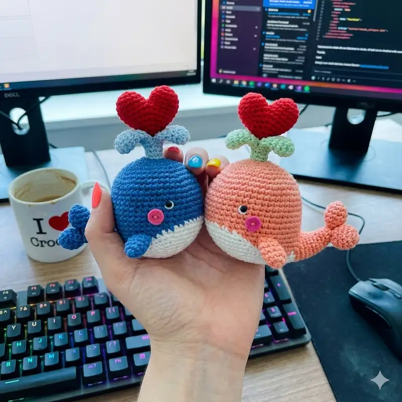 Complimentary Intermediate crochet pattern: Cupid Whale Amigurumi Pattern - Simple to follow guide