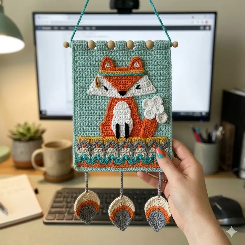 Complimentary Intermediate crochet pattern: Nordic Fox Wall Hanging Pattern - Simple to follow guide