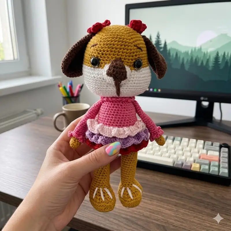 Complimentary Intermediate crochet pattern: Fancy Dog Amigurumi Pattern - Simple to follow guide