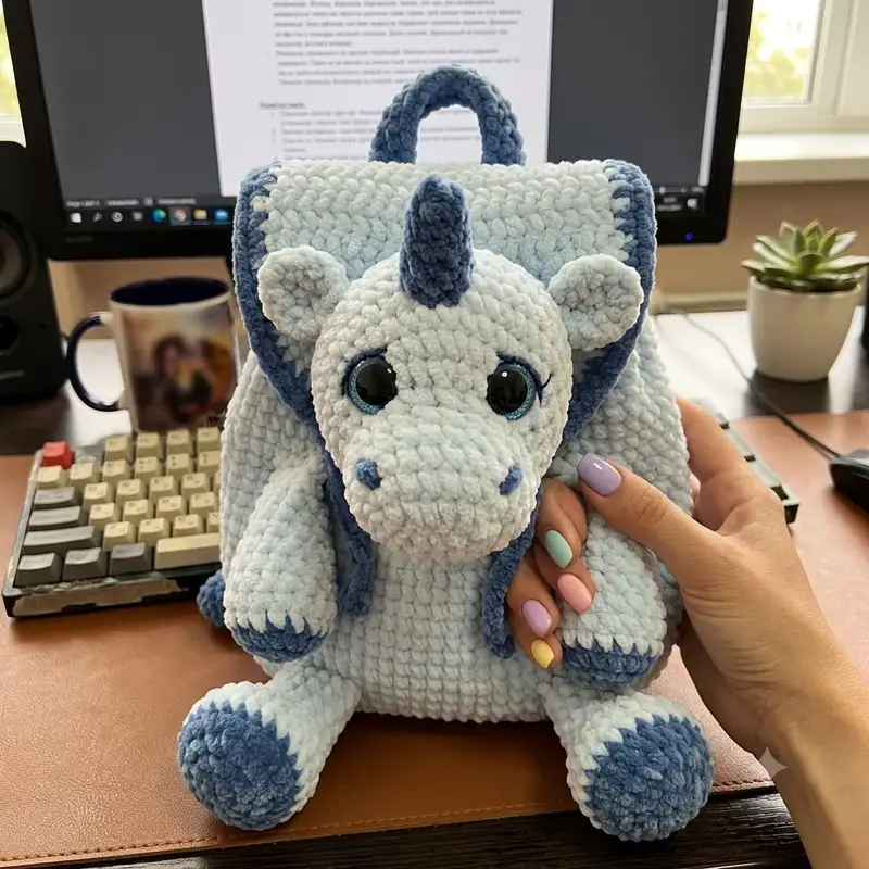 Complimentary Intermediate crochet pattern: Plush Backpack Dragon Amigurumi Pattern - Simple to follow guide