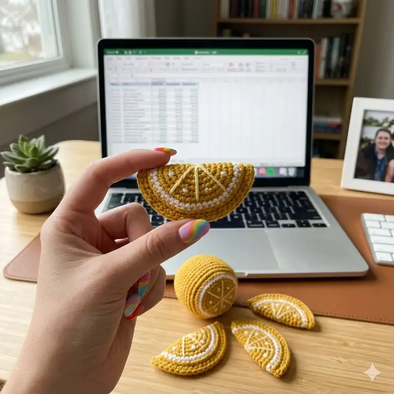 Complimentary Beginner Friendly crochet pattern: Half lemon and lemon slices Amigurumi Pattern - Simple to follow guide